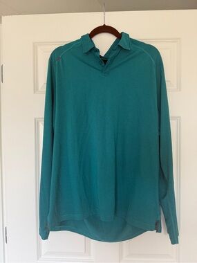 Men's Rhone Long Sleeve Delta Pique Polo Teal
